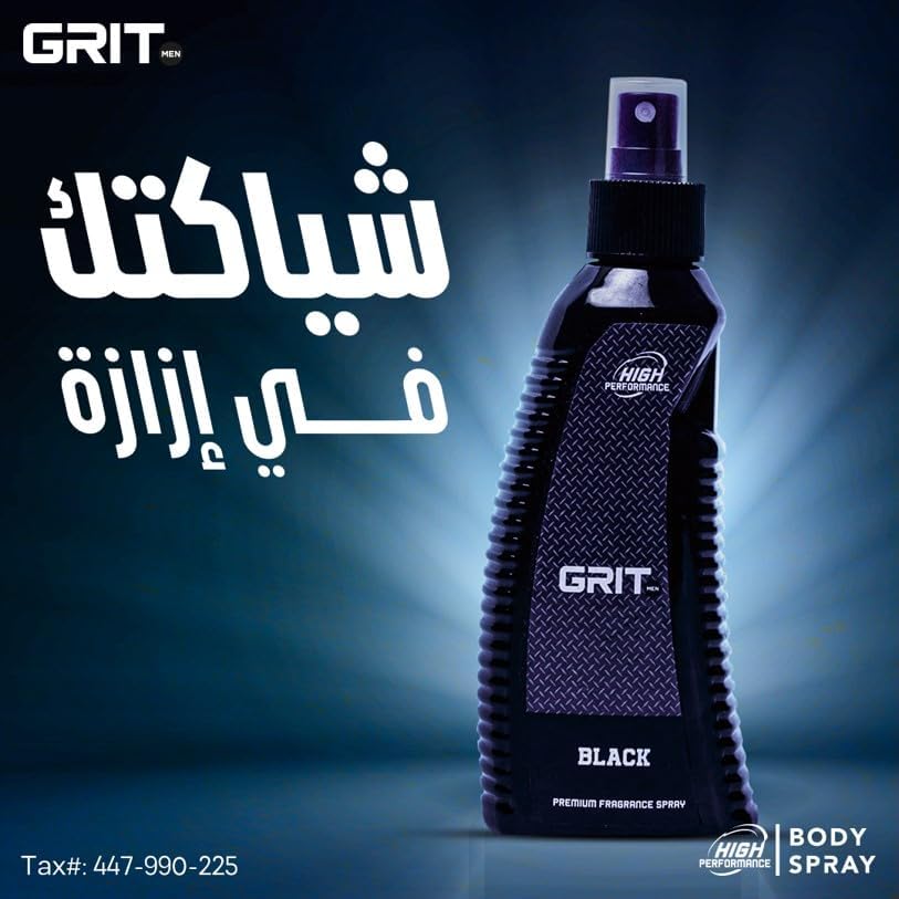 Grit Men Premium Fragrance Body Spray, Black 200 ml