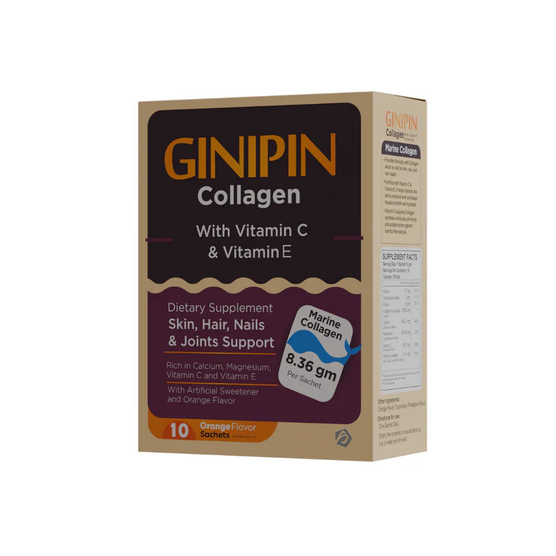 Ginipin Super Collagen Dietary Supplement For Skin, Hair & Joints – Box Of 10 Sachets