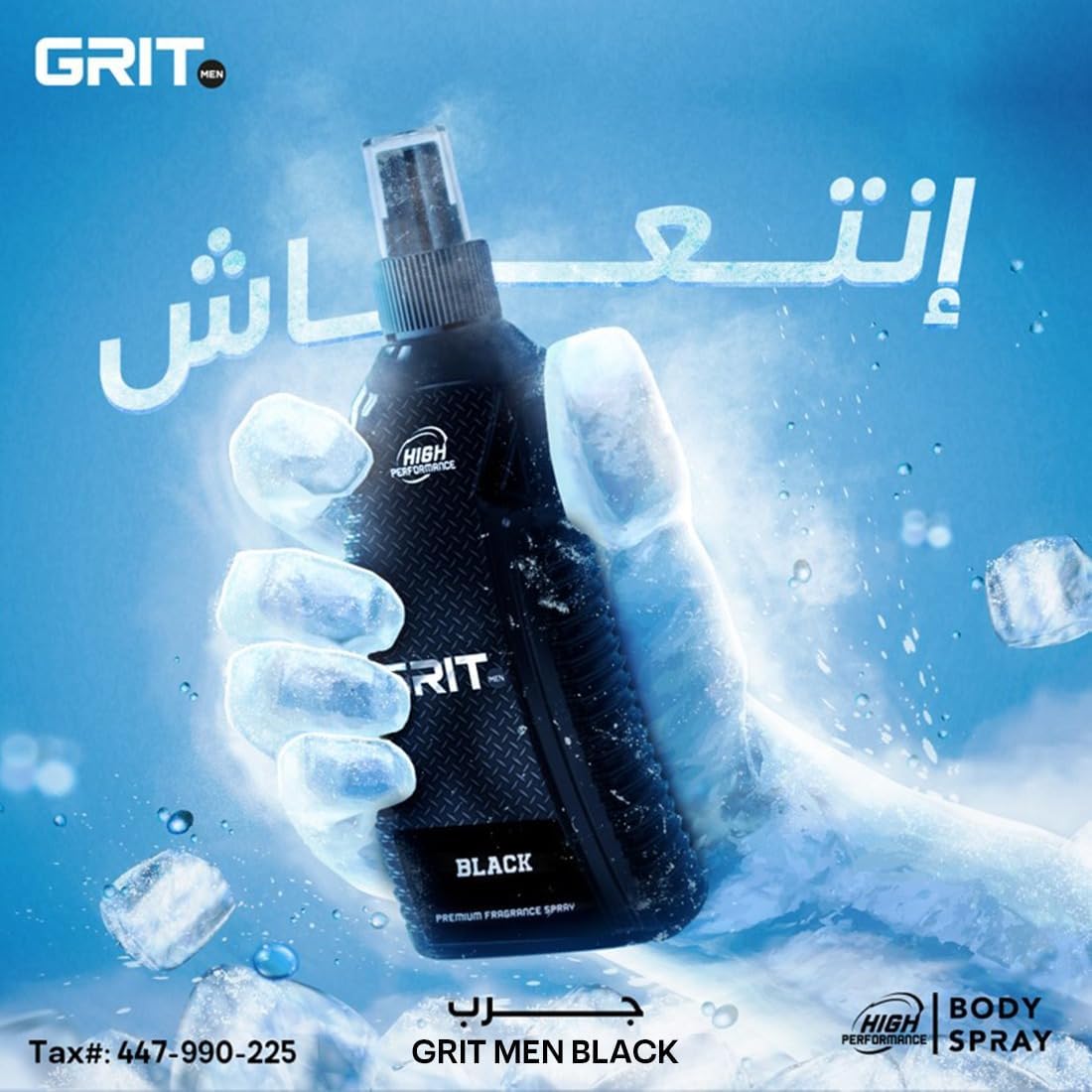 Grit Men Premium Fragrance Body Spray, Black 200 ml