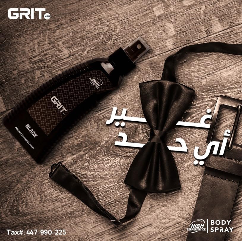 Grit Men Premium Fragrance Body Spray, Black 200 ml