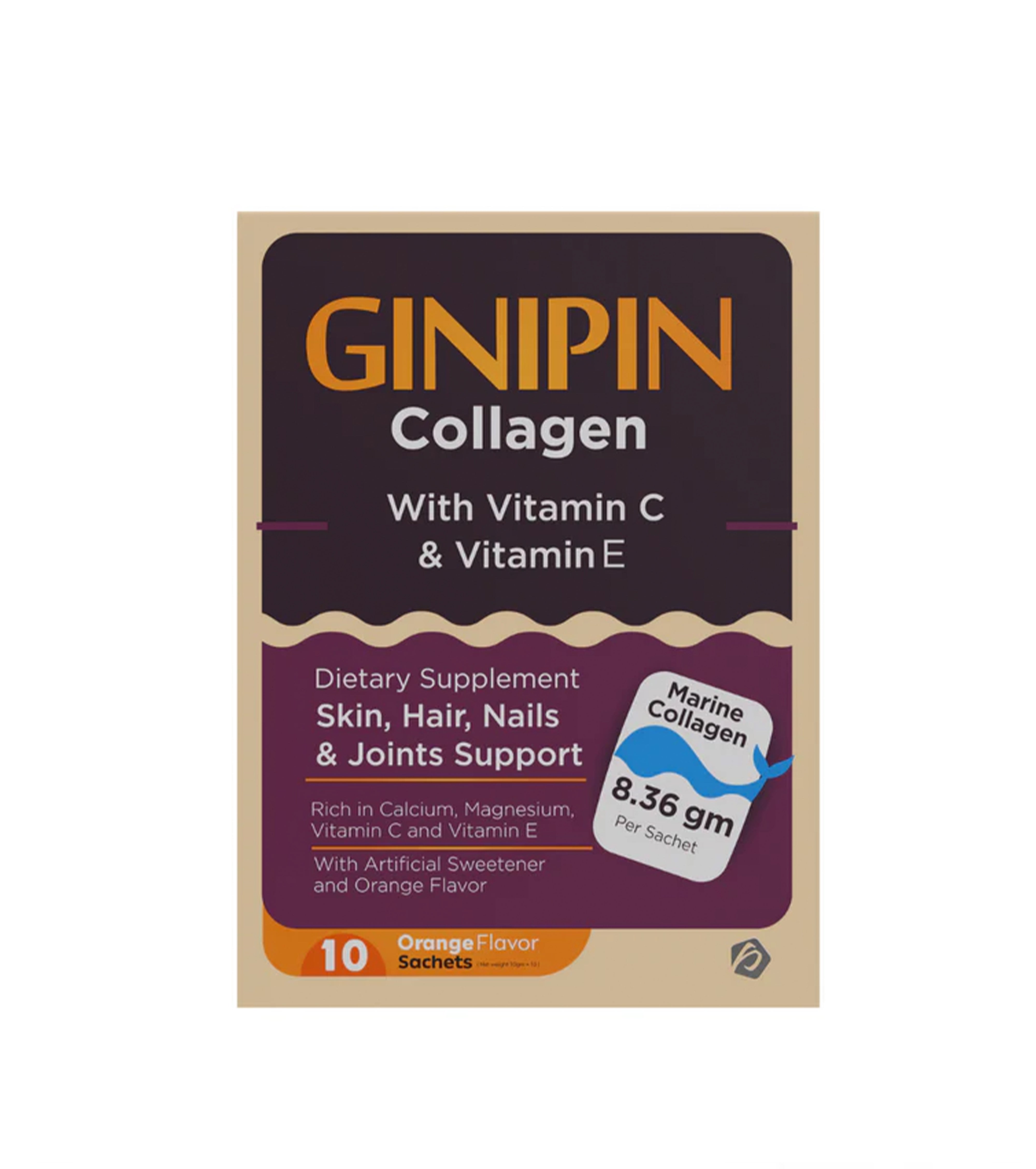 Ginipin Super Collagen Dietary Supplement For Skin, Hair & Joints – Box Of 10 Sachets