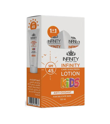 Infinity Care Sunscreen Lotion Kids SPF 45+ ,Sensitive Skin, 120 ml (Pack Of 2, 1+1)