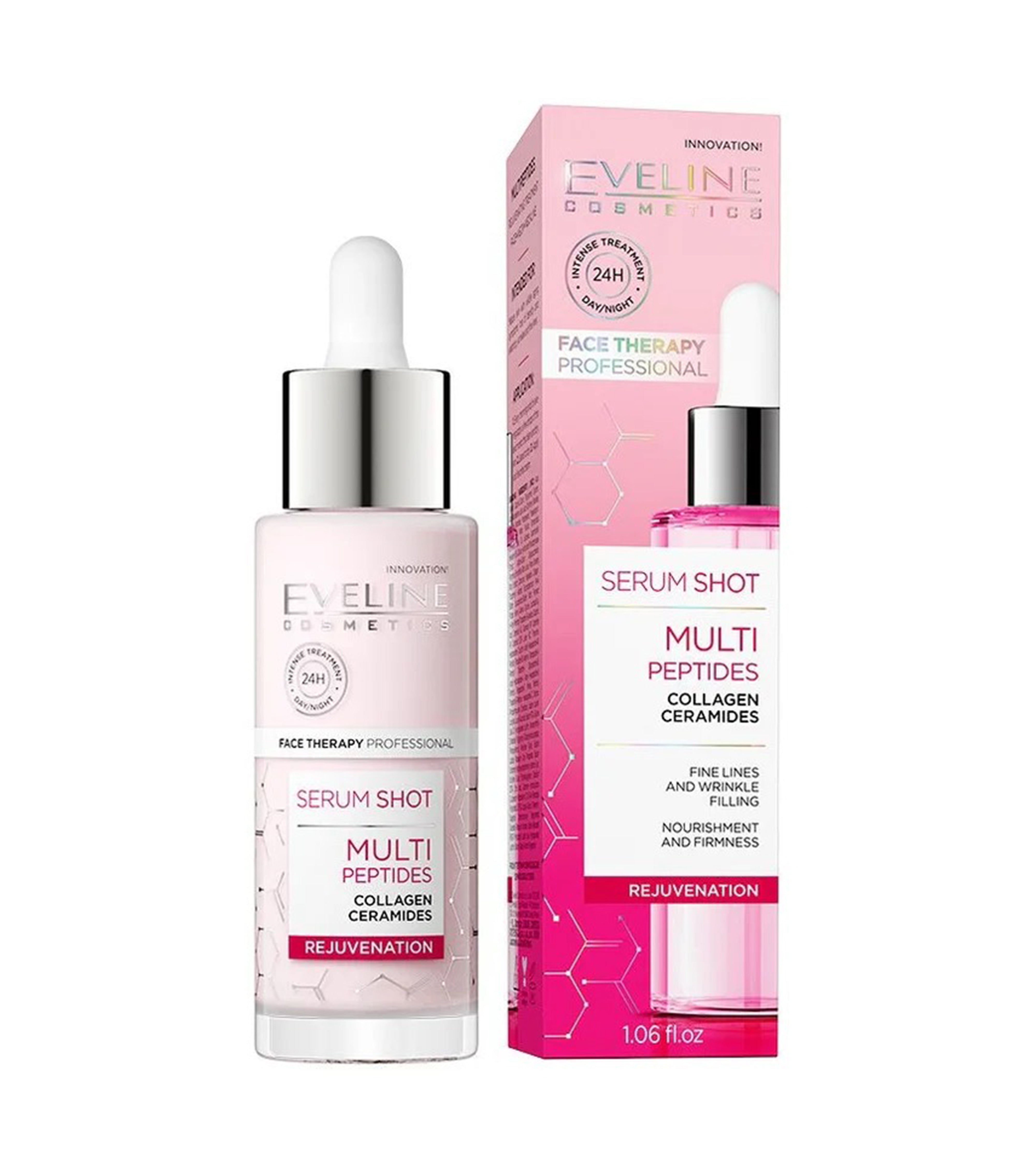 Eveline Cosmetics Serum Shot Multipeptides Rejuvenating Treatment For Face, Neck And Neckline