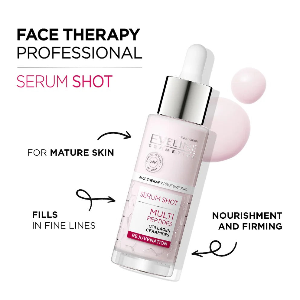 Eveline Cosmetics Serum Shot Multipeptides Rejuvenating Treatment For Face, Neck And Neckline