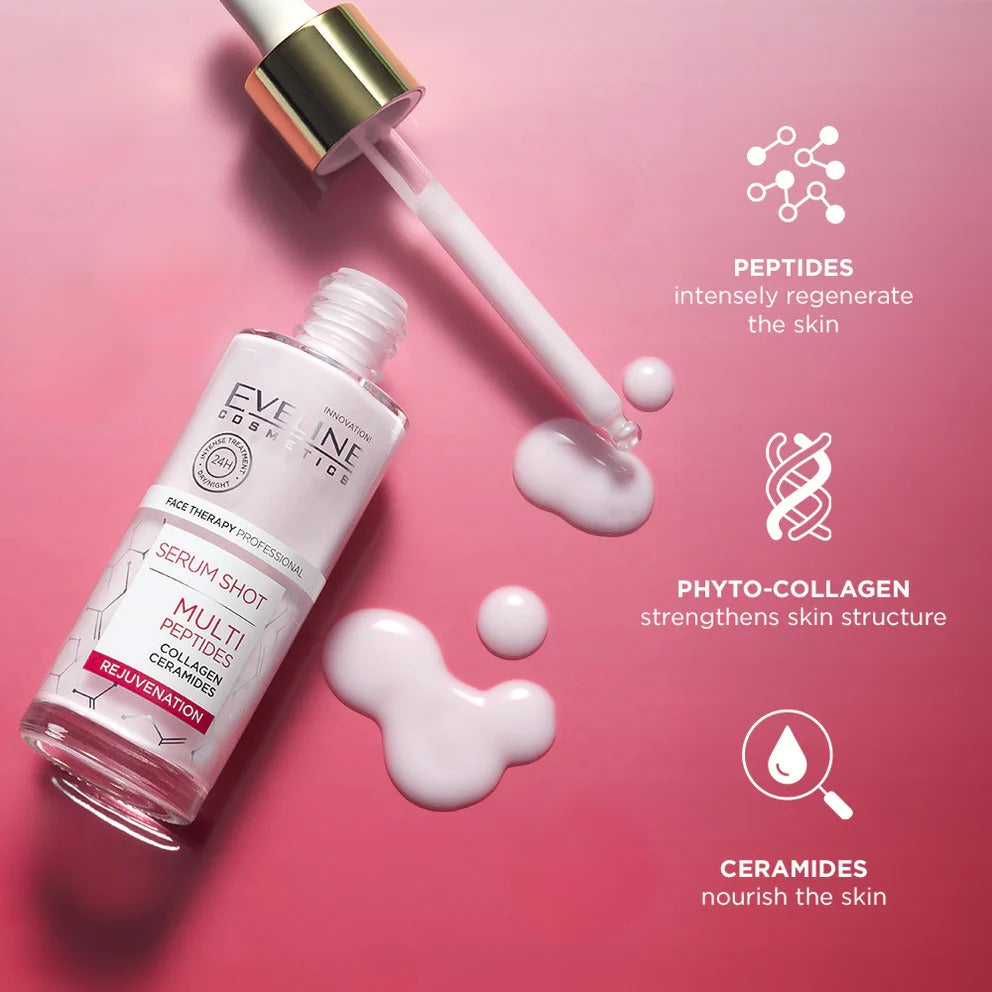 Eveline Cosmetics Serum Shot Multipeptides Rejuvenating Treatment For Face, Neck And Neckline