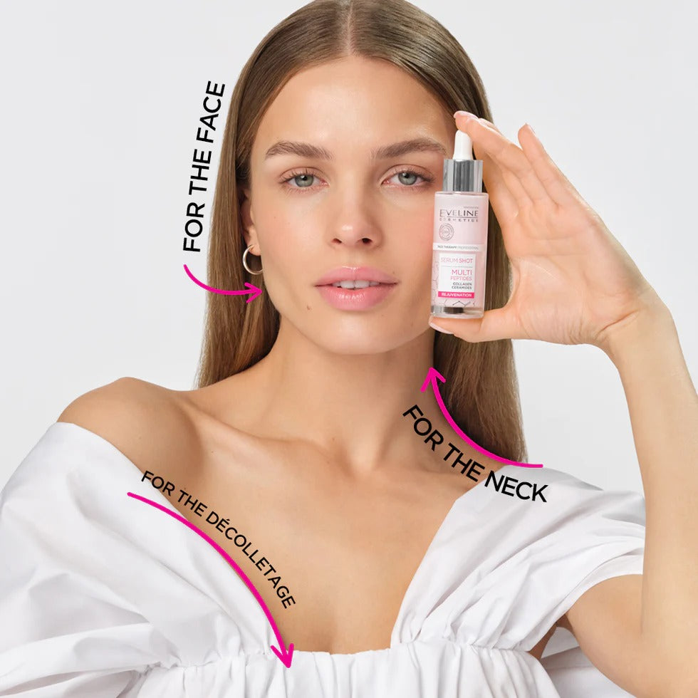 Eveline Cosmetics Serum Shot Multipeptides Rejuvenating Treatment For Face, Neck And Neckline