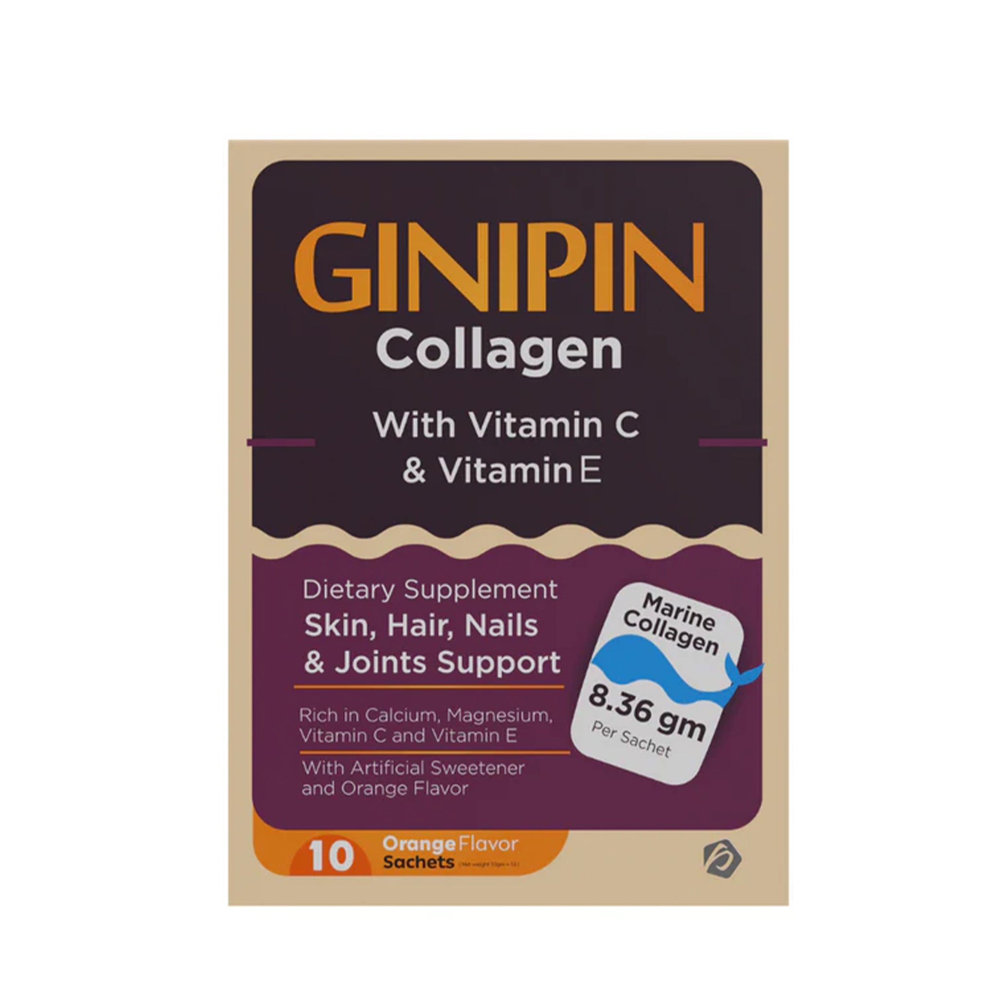 Ginipin Super Collagen Dietary Supplement For Skin, Hair & Joints – Box Of 10 Sachets