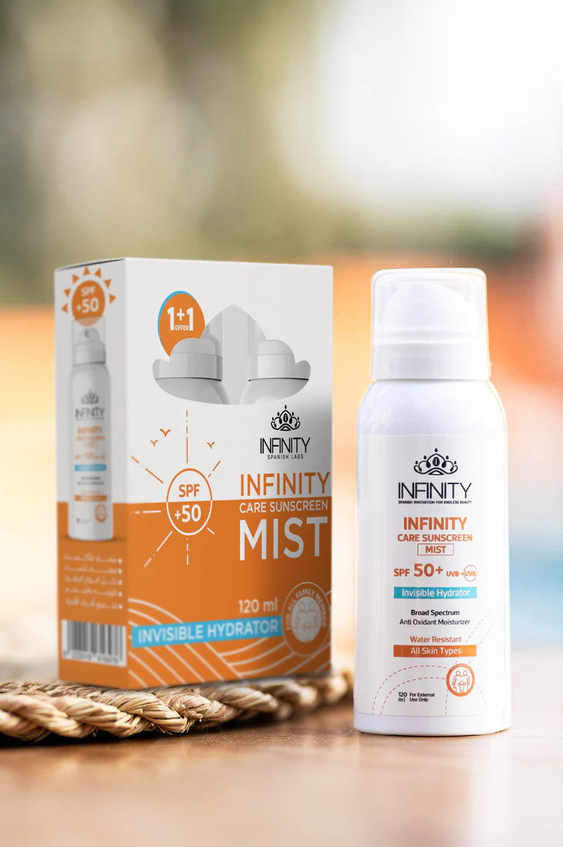 Infinity Care Sunscreen Mist Lotion SPF 50+ / 120 ml (Pack Of 2, 1+1)
