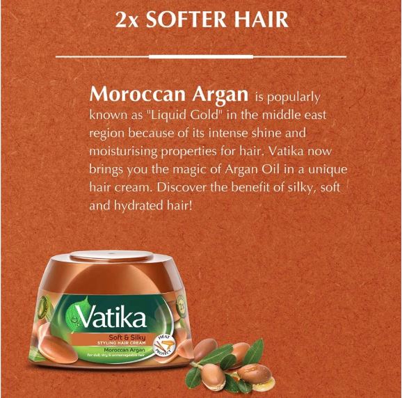Vatika - Soft & Silky Styling Hair Cream with Moroccan Argan (65g)