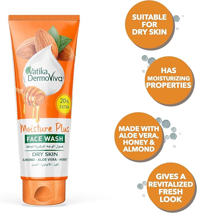 Vatika - Dermoviva Moisture Plus Facewash (50mL + 10mL)