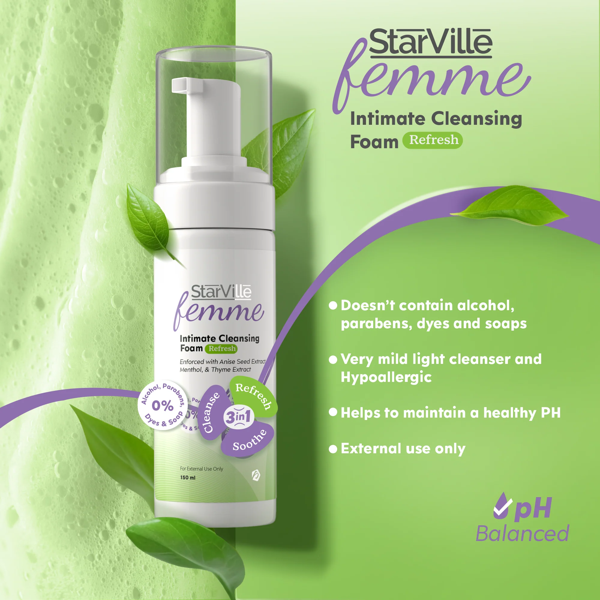 Starville Femme Intimate Cleansing Foam Refresh 150 ml