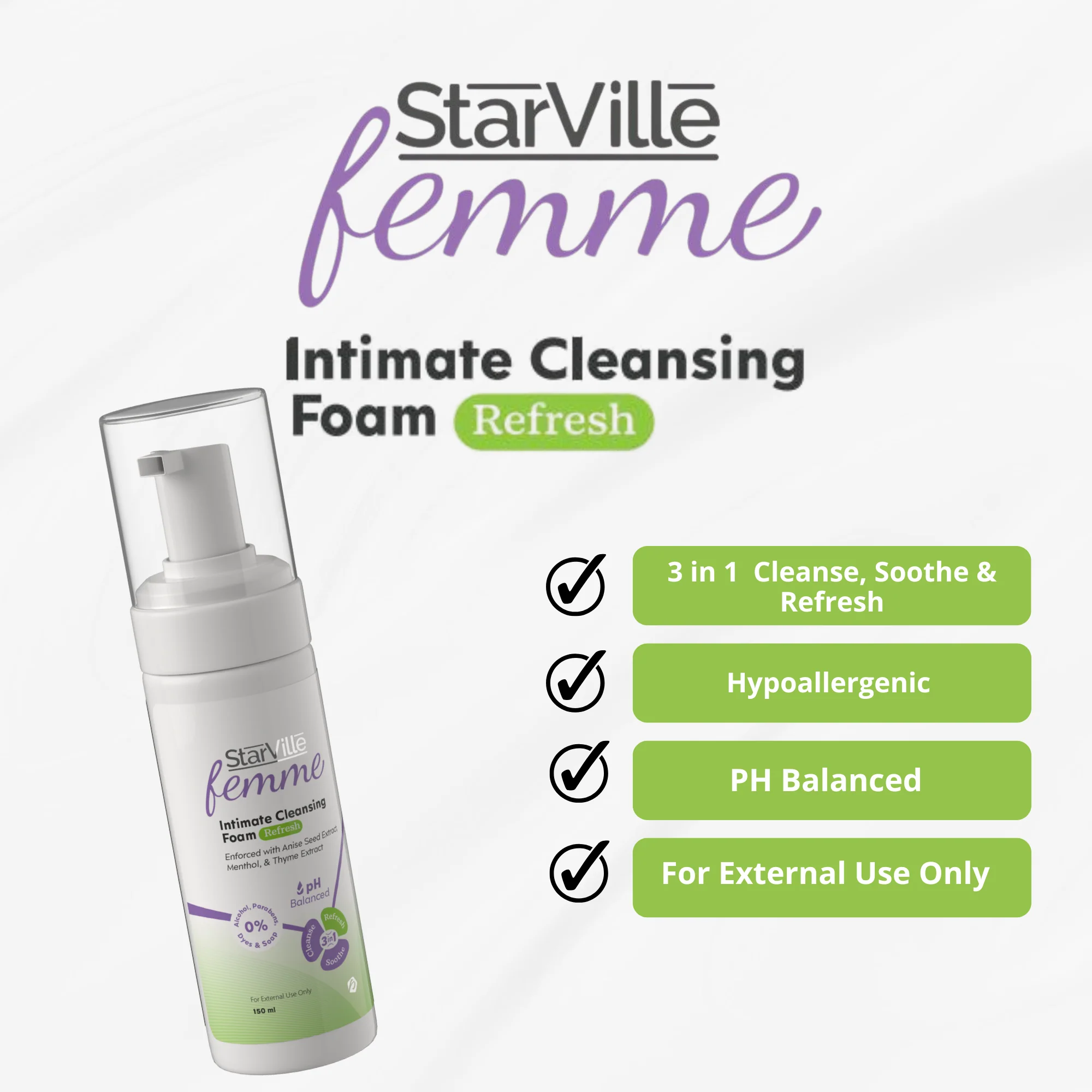 Starville Femme Intimate Cleansing Foam Refresh 150 ml