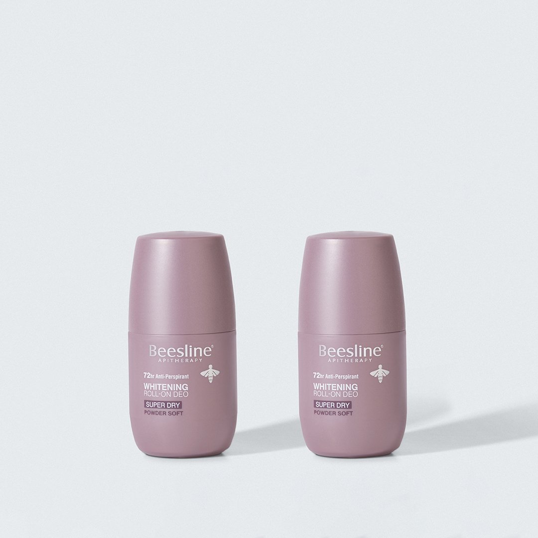 Beesline Whitening Roll On Deodorant - Super Dry Powder Soft 72h Protection- 50 ml (1+1 Pack)